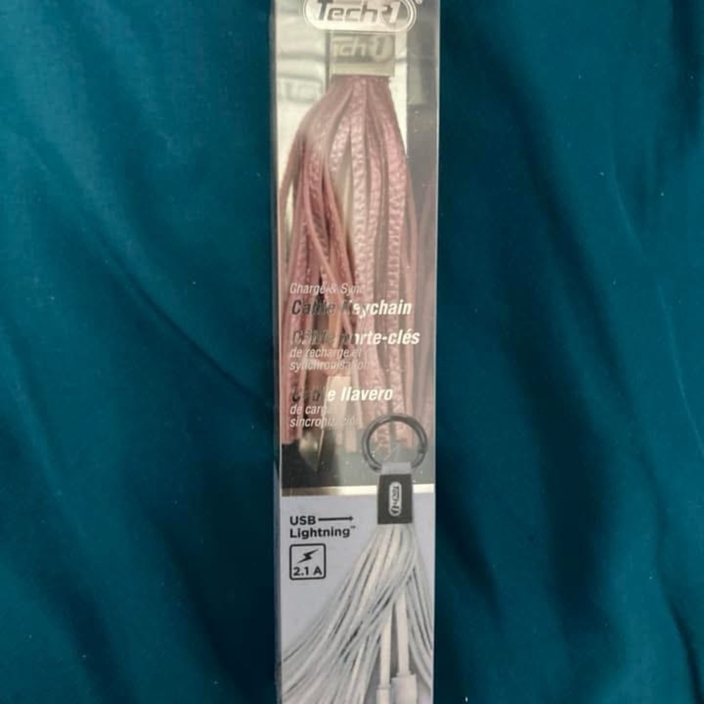 Metallic Pink Keychain Charging Cable
